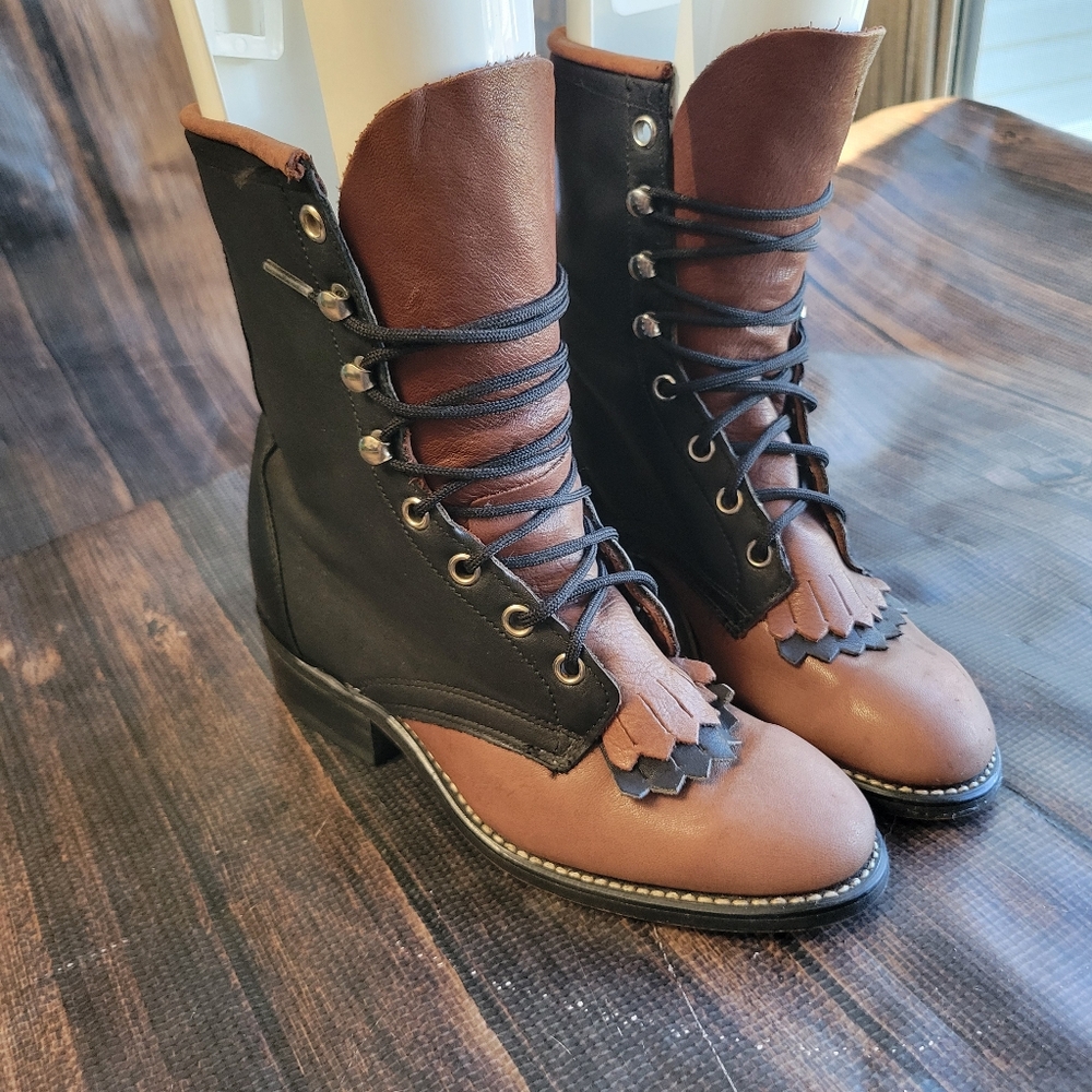 Laredo Boots Western Lace Up Leather Cowgirl 5